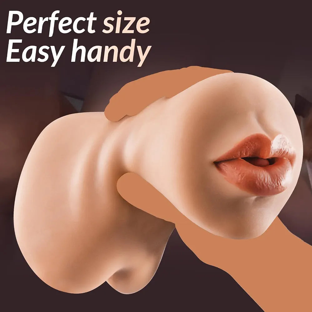 3-in-1 Realistic Male Masturbator: 7.1" Textured Stroker with Mouth, Vagina, and Anus for Endurance Training