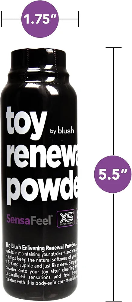 Blush Sex Toy Renewal Powder 3.4 oz - Cornstarch-Based Refreshing Dusting Powder for TPE and TPR Adult Toys