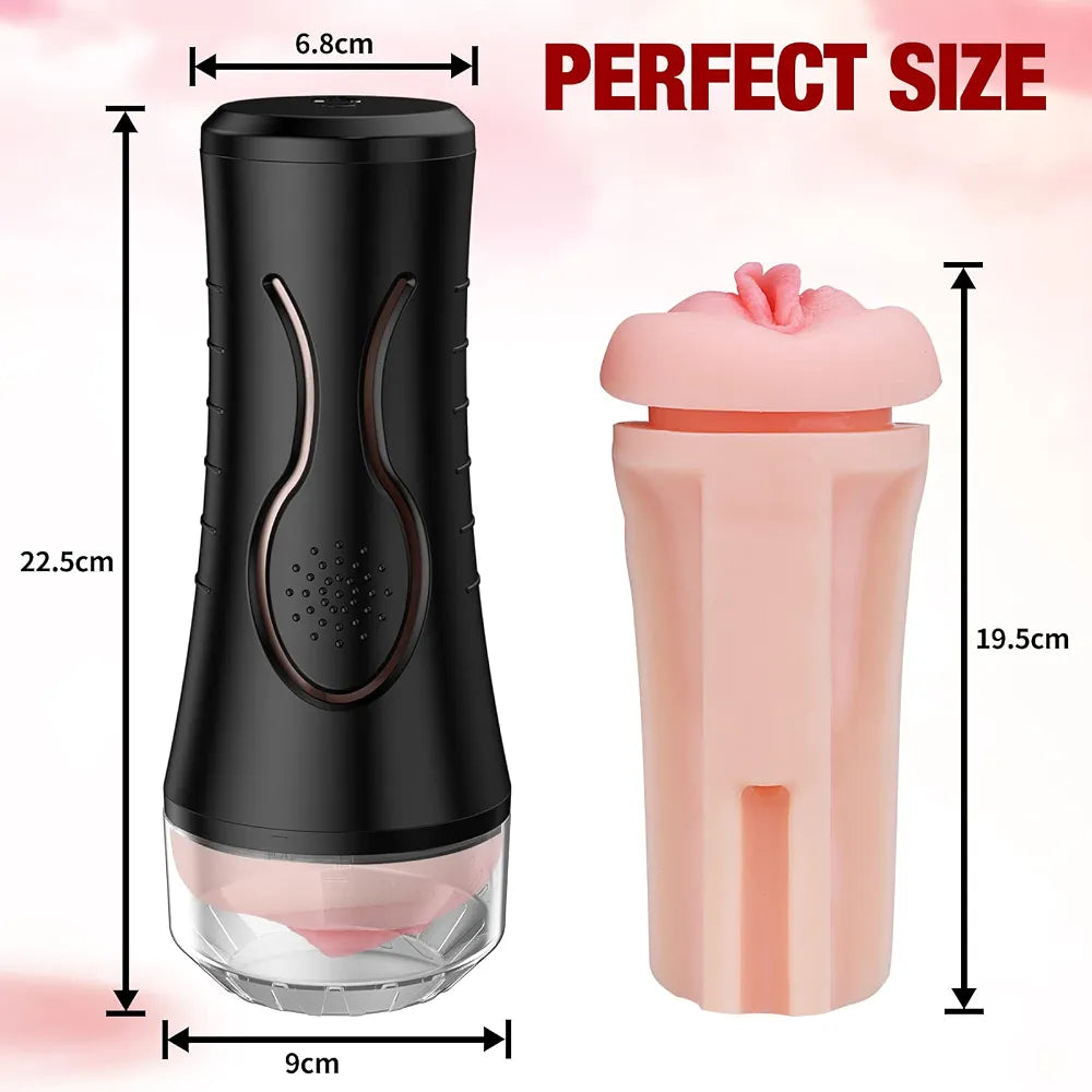 Lifelike 7.5" Textured Vibrating Male Masturbator - Squeezable Pocket Stroker for Men