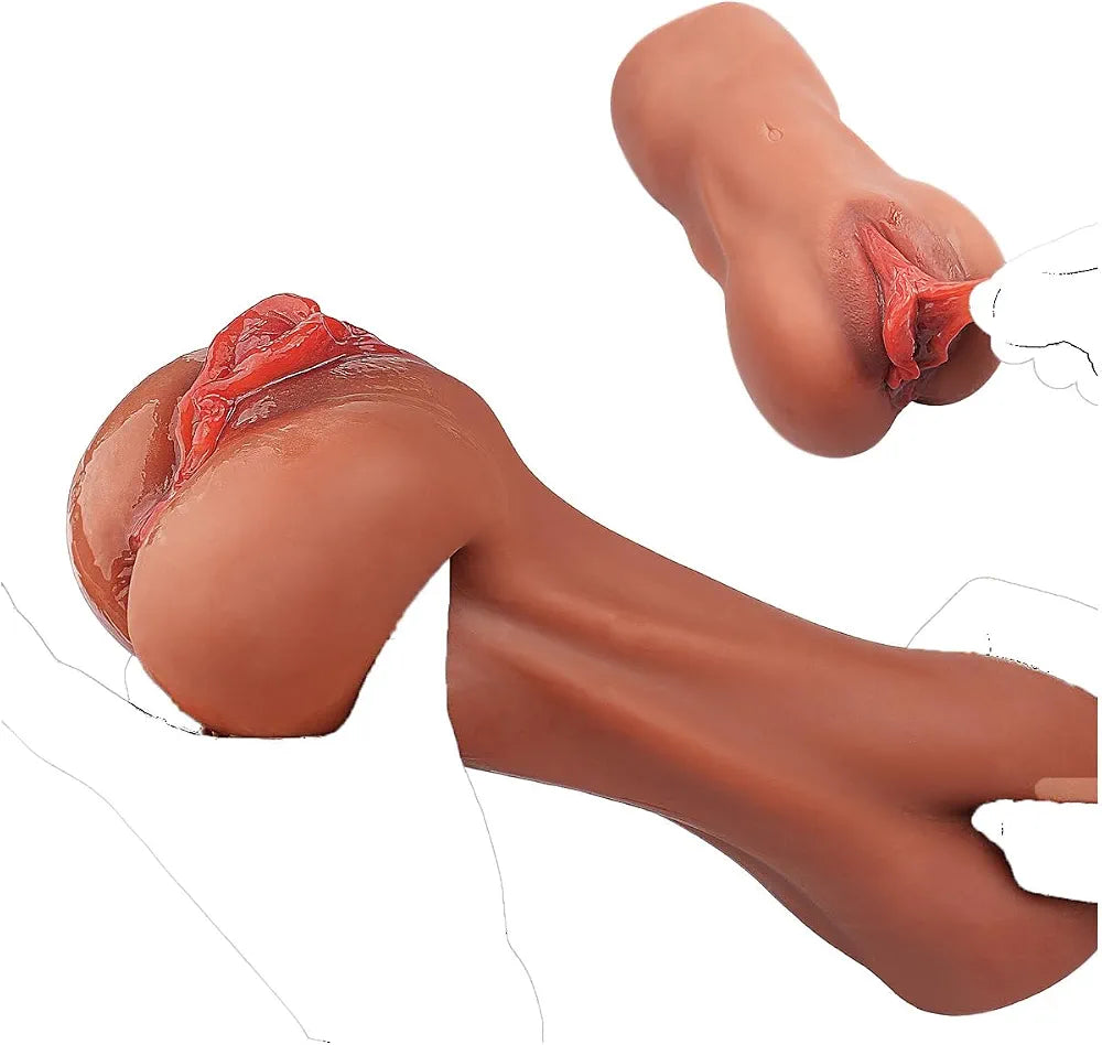 Realistic 2-in-1 Dual-Channel Male Masturbator with Vagina and Anal Simulation