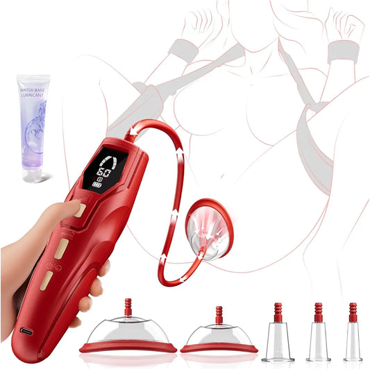 Automatic Clitoral and Nipple Suction Pump with 5 Cups, 3 Modes, and 3 Pressure Levels
