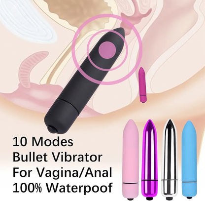 Premium 10-Mode Waterproof Bullet Vibrator - Discreet & Portable Mini Stimulator for Women