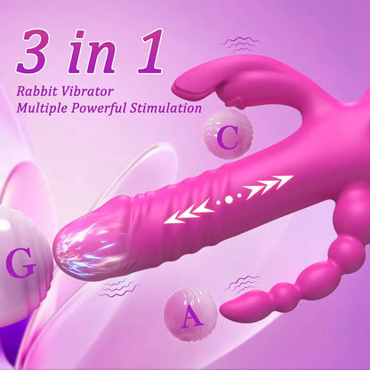Premium Silicone Rabbit G-Spot Vibrator with 7 Speeds and 7 Vibration Modes - Waterproof and Rechargeable (Rose)