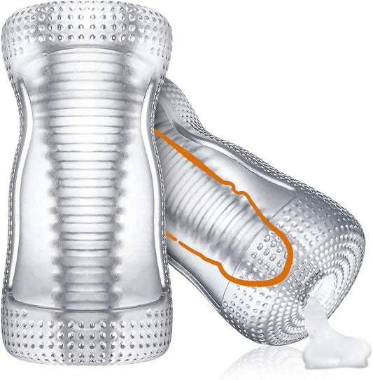 3D Spiral Textured Male Masturbator Sleeve - Clear Penis Training Stroker