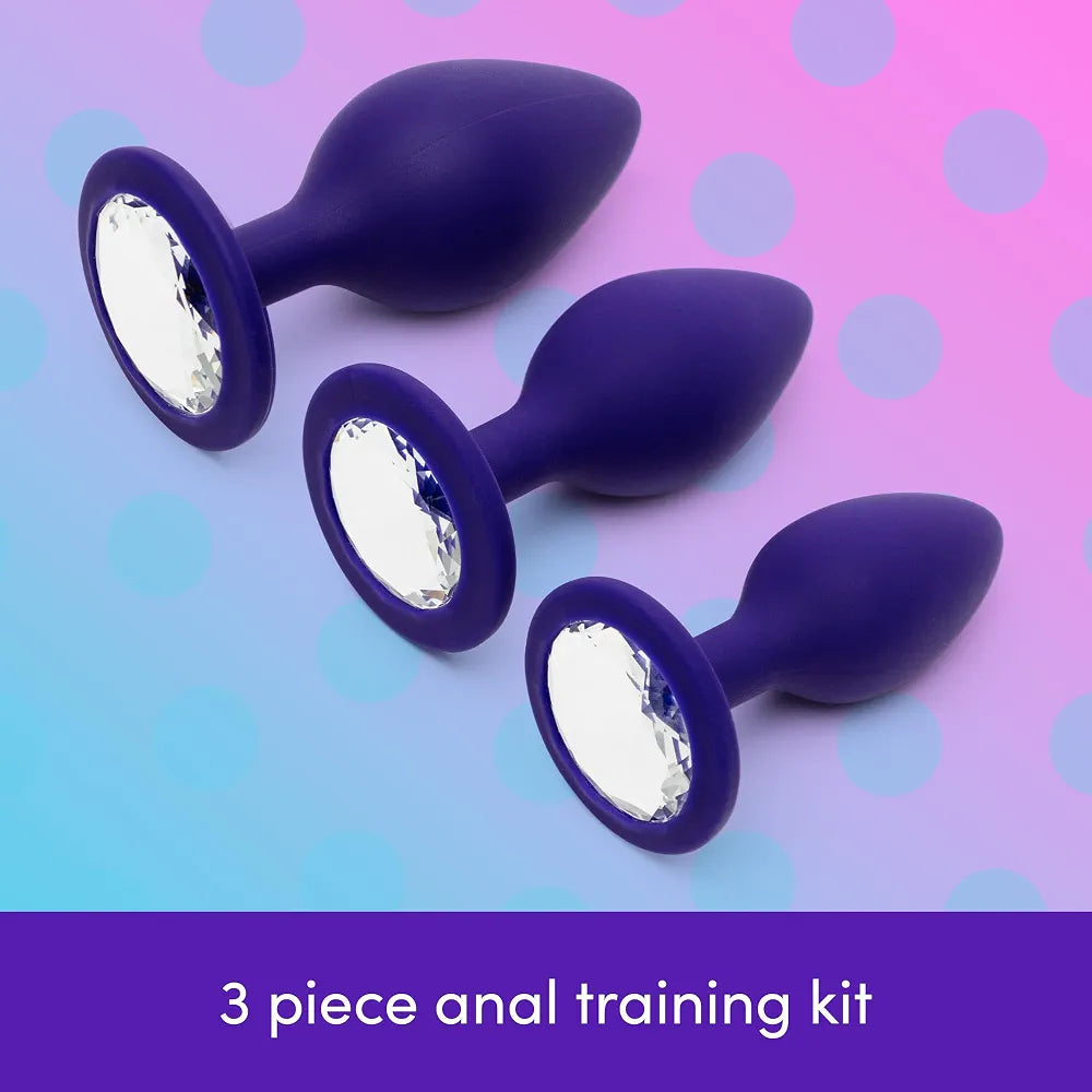 Premium 3-Piece Silicone Anal Training Plug Set with Jeweled Bases