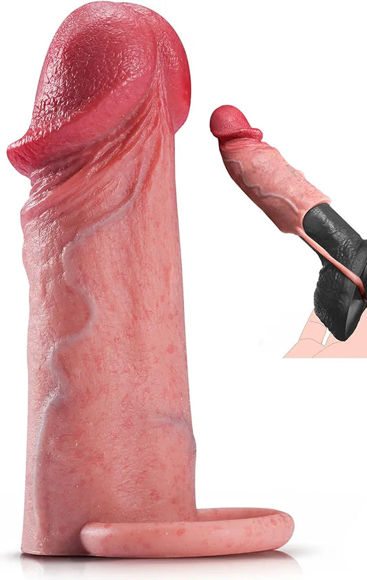 6.1" Realistic Silicone Penis Extender Sleeve with Life-Like Vein Texture and Anatomical Detail