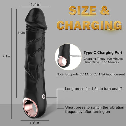 10-Mode Realistic Silicone G-Spot and Clitoral Vibrator for Targeted Stimulation