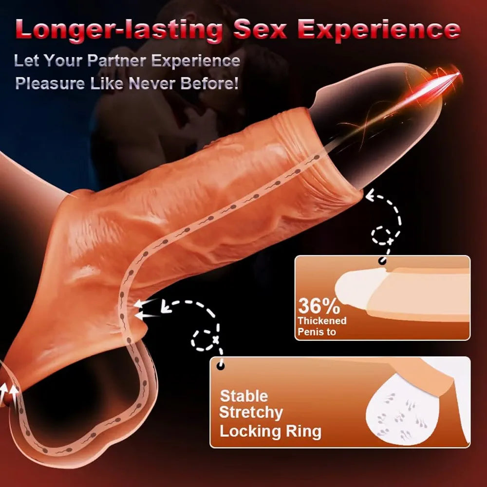 Realistic Silicone Penis Sleeve for Delay, Erection Enhancement, and Girth Expansion