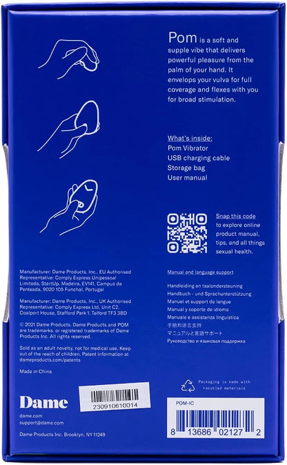 Dame Products Pom Rechargeable Waterproof Silicone Personal Massager - Ice