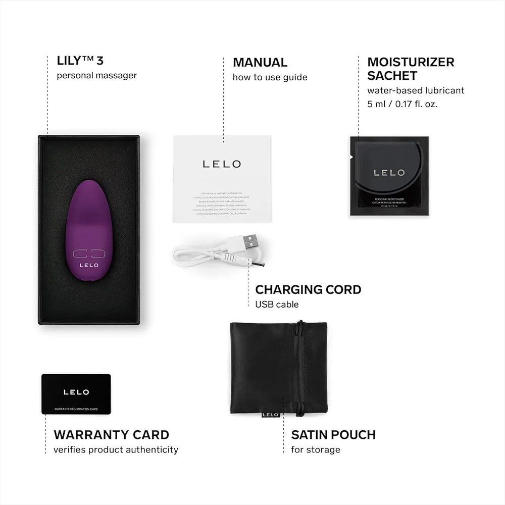 LELO Lily 3 Rechargeable Mini Bullet Vibrator - 10 Pleasure Settings, Dark Plum