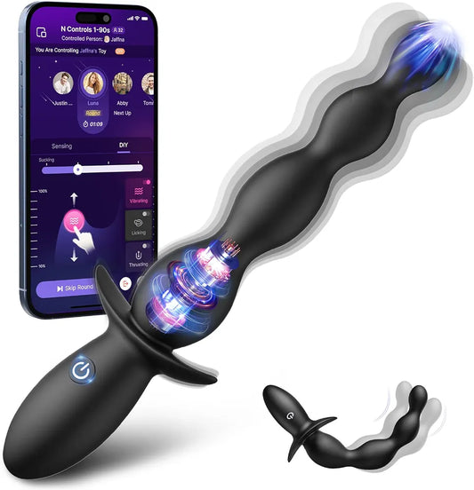 BEISAR App-Controlled Silicone Vibrating Anal Plug with 10 Modes for Beginners