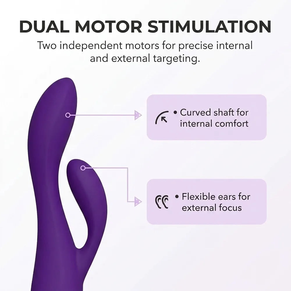 plusOne Dual Rabbit Vibrating Massager – USB Rechargeable Personal Massager with Dual Stimulation