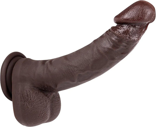 8.66-Inch Realistic Black Silicone Dildo with Lifelike Texture, Suction Cup Base, and G-Spot Stimulation