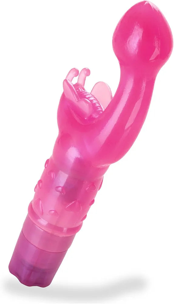 Adam & Eve Butterfly Kiss G-Spot and Clitoral Vibrator - 3-Speed Waterproof Dual Stimulator with Flexible Antennae