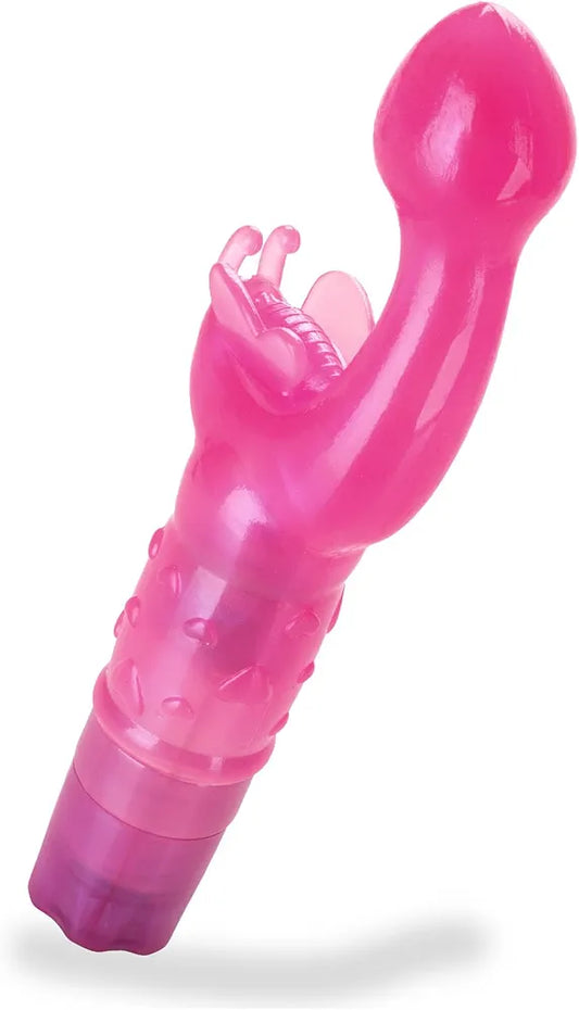Adam & Eve Butterfly Kiss G-Spot and Clitoral Vibrator - 3-Speed Waterproof Dual Stimulator with Flexible Antennae