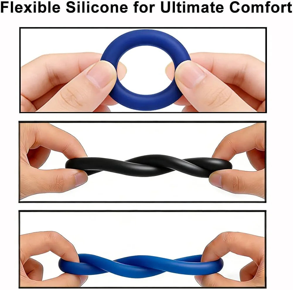 7-Piece Silicone Penis Ring and Sleeve Set for Enhanced Performance and Couples Intimacy