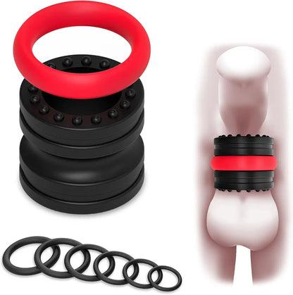 8-Piece Silicone Penis Ring and Sleeve Set for Enhanced Erection and Performance