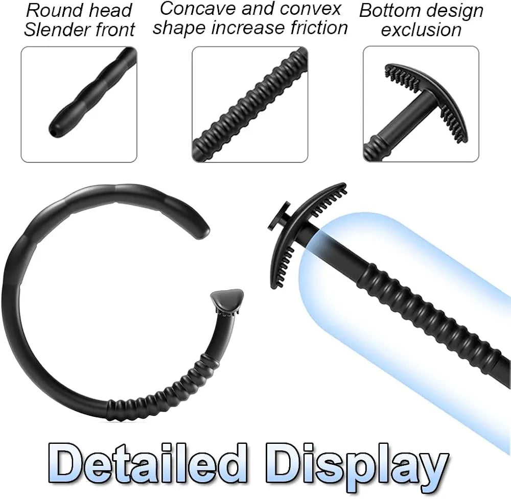 9.6" Silicone Urethral Sound Catheter Training Set - 3-Piece Hollow Porous Dilator Kit for Men
