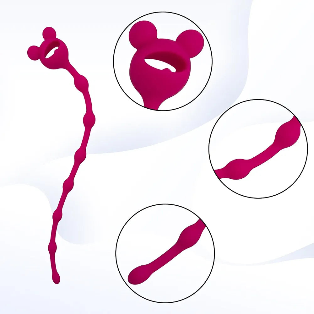 10.62-Inch Silicone Beaded Urethral Sound and Dilator Plug for Men