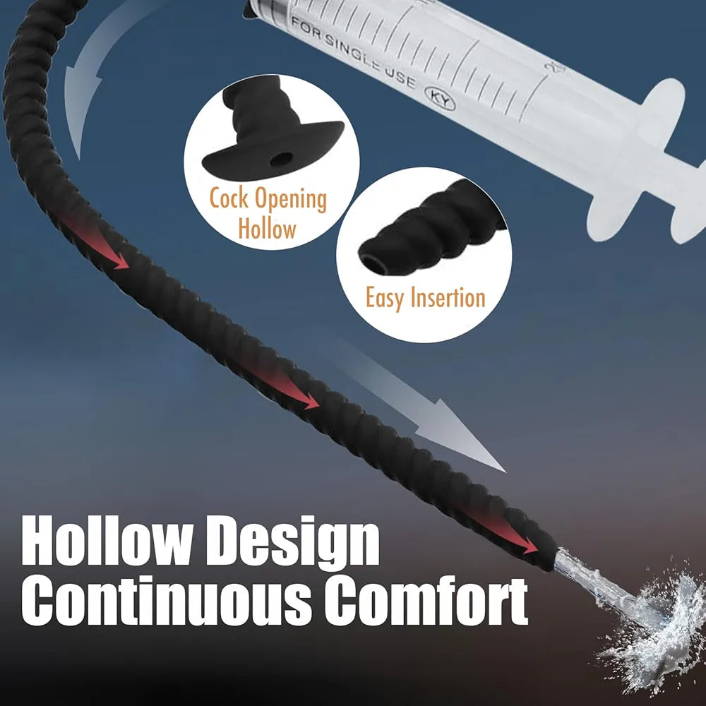 3-Piece Silicone Hollow Urethral Sounding and Dilation Set for Men