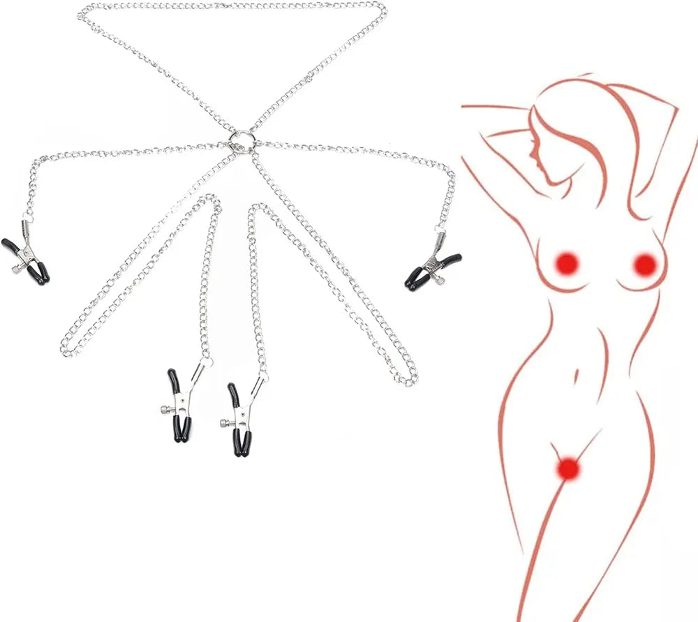 Adjustable Non-Piercing Nipple and Clitoral Clamps for Couples Bondage Play