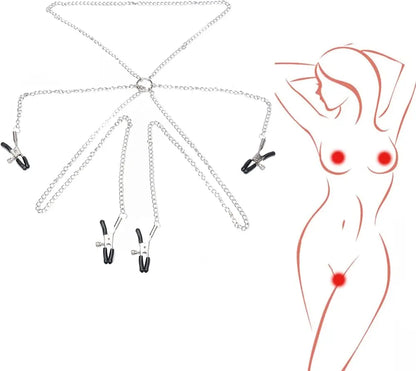 Adjustable Non-Piercing Nipple and Clitoral Clamps for Couples Bondage Play