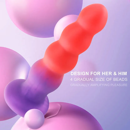 Premium Silicone Anal Training Plug with Suction Base and Beads