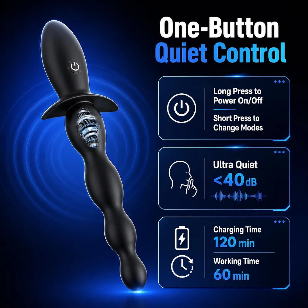 BEISAR App-Controlled Silicone Vibrating Anal Plug with 10 Modes for Beginners