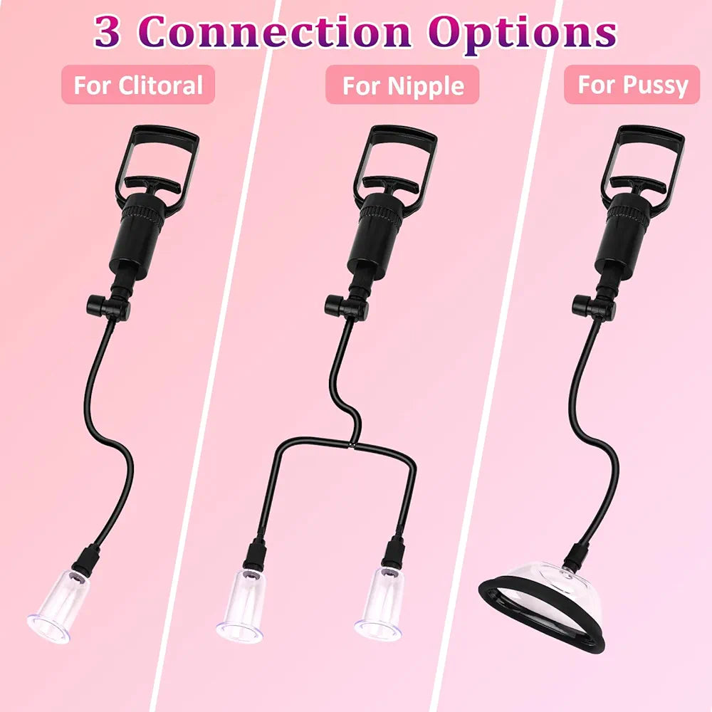 4-Cup Vacuum Suction Pump Set for Nipple and Clitoral Stimulation