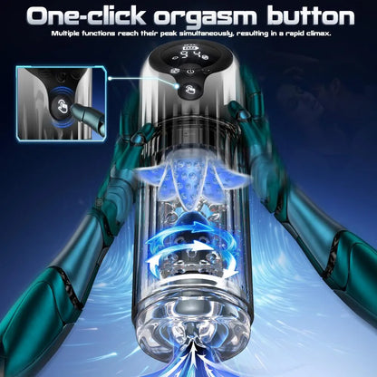 Automatic Rotating & Suction Male Masturbator Cup with LED Display and Textured Sleeve