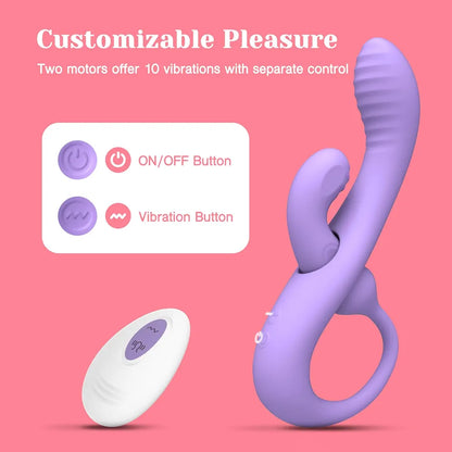 Tracy's Dog Transformable Rabbit Vibrator - 10-Mode Remote Controlled G-Spot and Clitoral Stimulator for Women