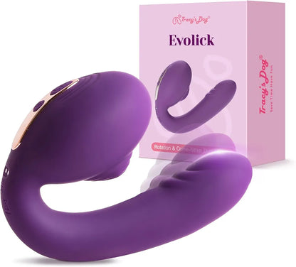 Dual-Action Silicone Vibrator with Rotating Licking and Pulsing Stimulation for Women