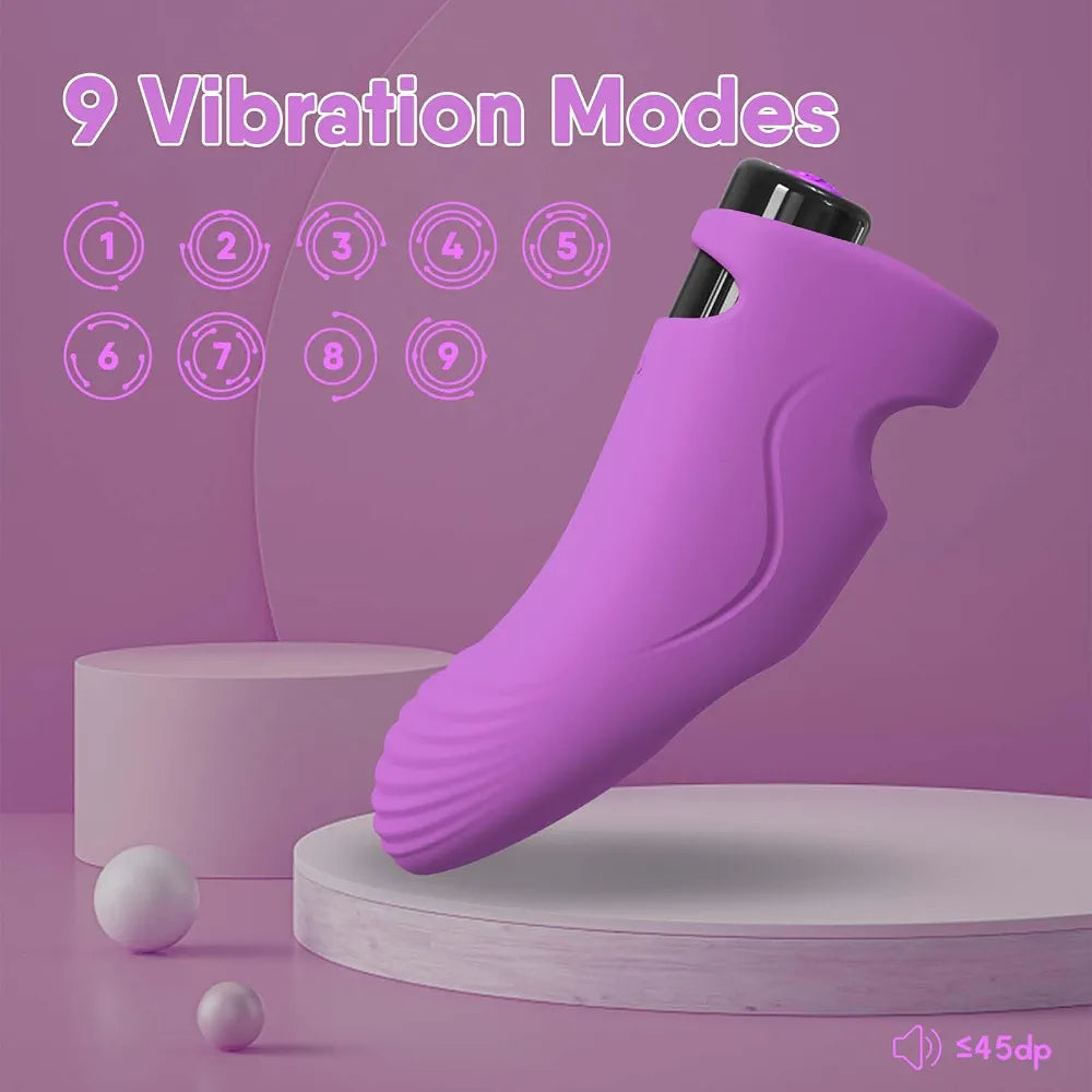 Rechargeable Silicone Finger Vibrator with 9 Modes for Couples
