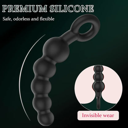 8-Inch Graduated Silicone Anal Beads and Prostate Massager with Pull Ring