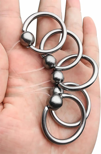 Heuceo Stainless Steel Oval Bullet Urethral Sound and Penis Plug Dilator Set with Ring and Nylon Line