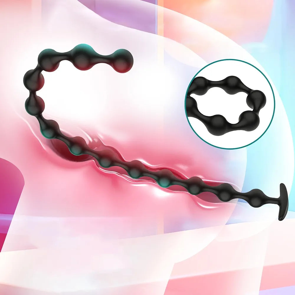 Extra Long 22-Inch Flexible Silicone Anal Bead Trainer for Prostate and Intimate Massage