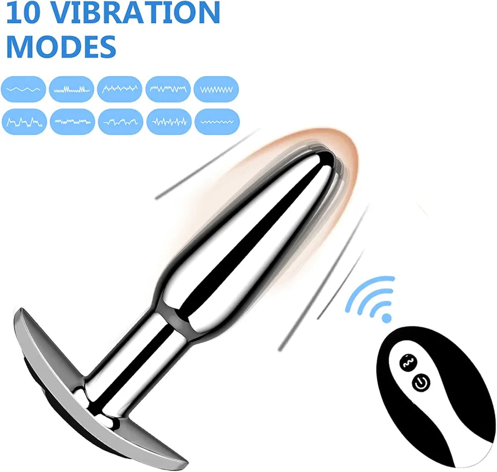 Remote-Controlled Vibrating Anal Plug with 10 Modes and Flared Base