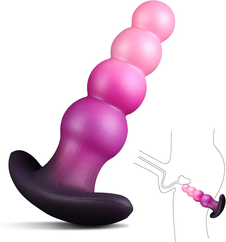 Premium 6.3-Inch Silicone Anal Bead Plug with T-Base for Prostate and G-Spot Stimulation
