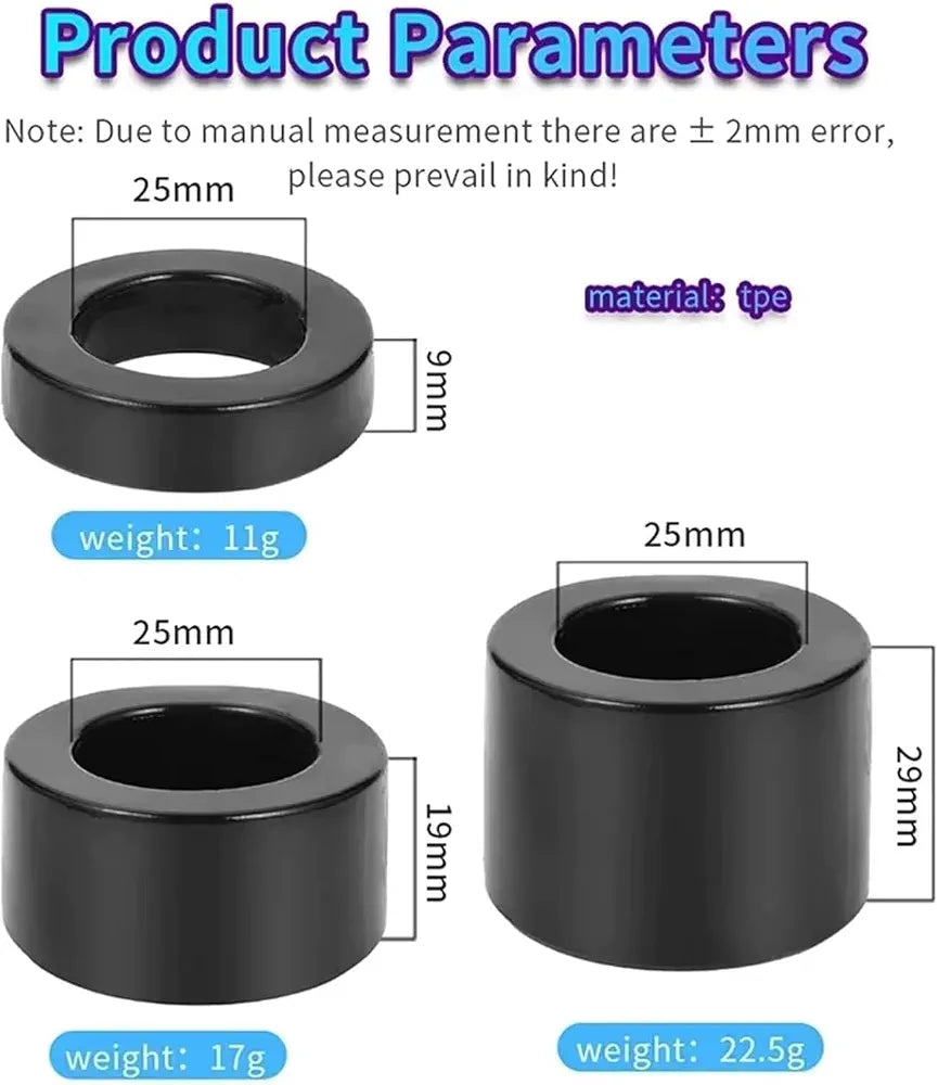 Premium Silicone Penis Ring Set - 3-Piece Stretchy Reusable Performance Enhancers