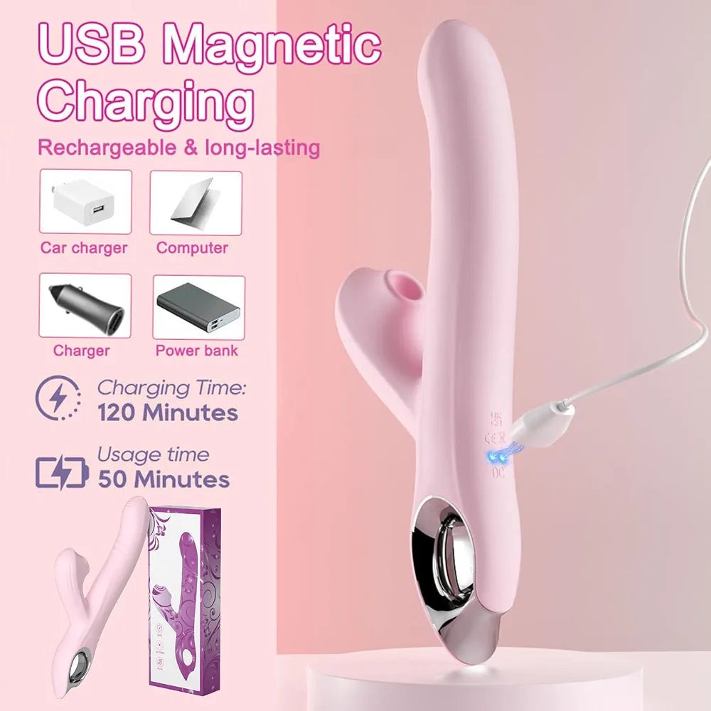 Advanced Dual-Action Clitoral and G-Spot Stimulator with 10 Suction and Thrusting Modes