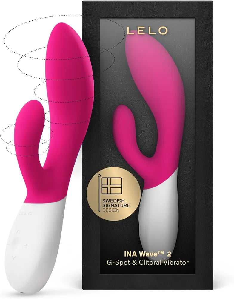 LELO INA Wave 2 Dual-Stimulation Rabbit Vibrator with WaveMotion Technology and 12 Vibration Modes - Cerise