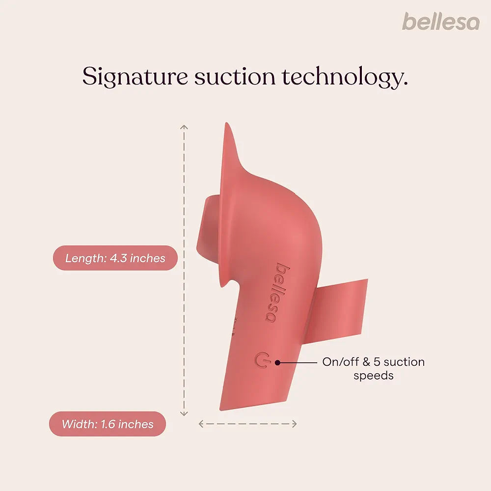 BELLESA Air-Pulse Clitoral Suction Vibrator - Waterproof Silicone Rechargeable Finger Toy