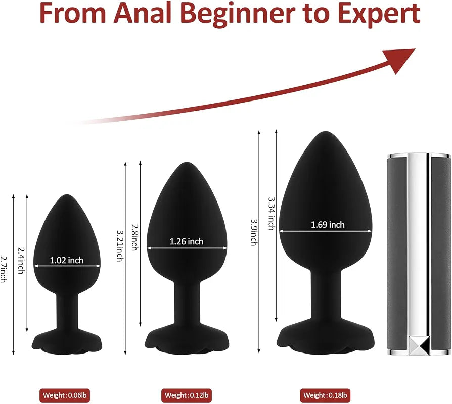 Silicone Anal Training Plug Set - 3-Piece Beginner Prostate Massager Kit