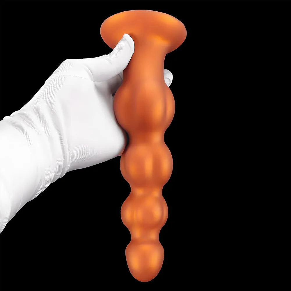 Premium Soft Silicone Graduated Anal Beads and Suction Cup Butt Plug