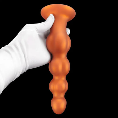 Premium Soft Silicone Graduated Anal Beads and Suction Cup Butt Plug