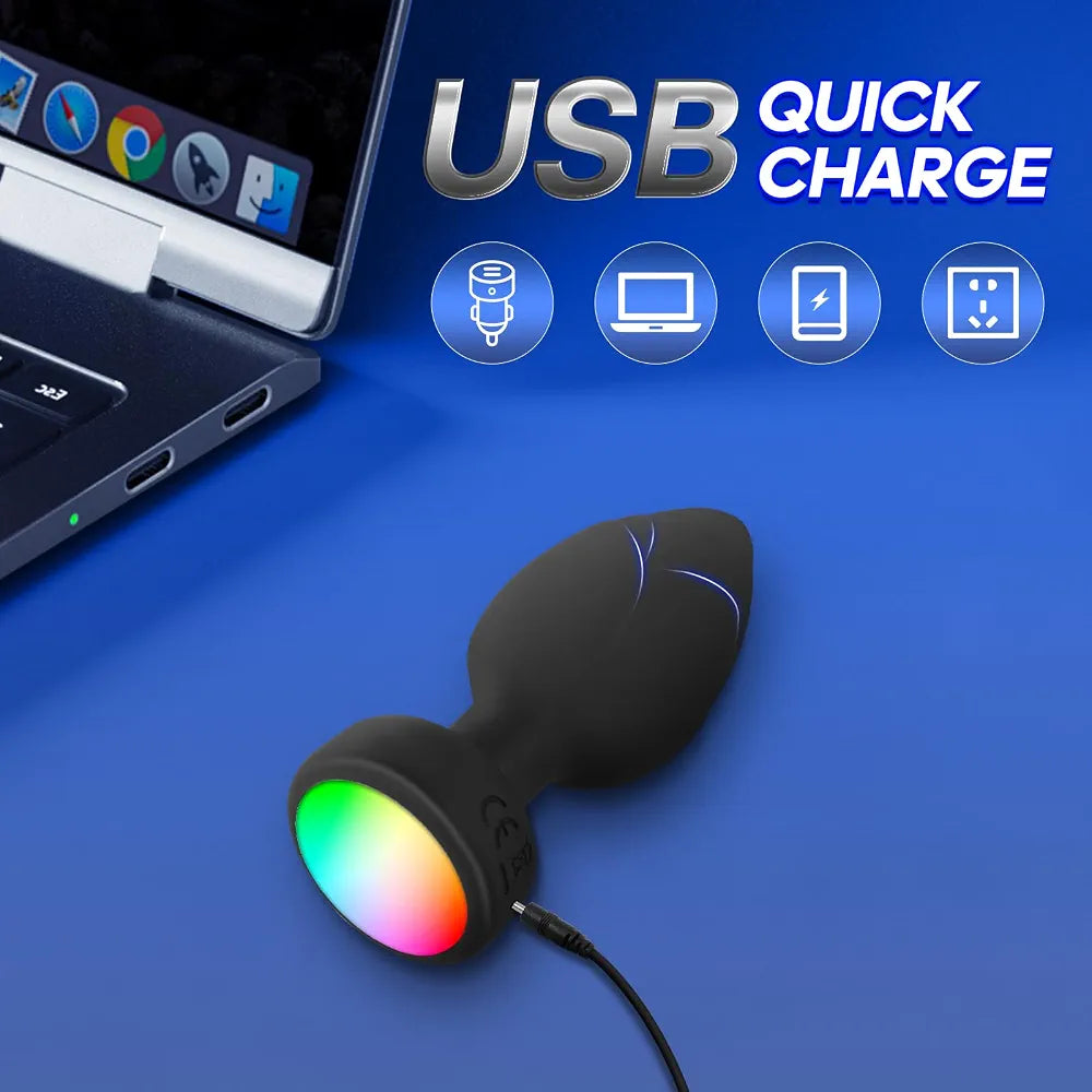 10-Mode Remote Controlled LED Vibrating Anal Plug Set with 3 Interchangeable Attachments