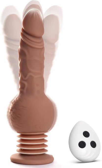 Tracy's Dog 9.29" Realistic Silicone Strap-On Dildo Vibrator with 10 Vibration and 3 Bouncing Modes for Anal Stimulation