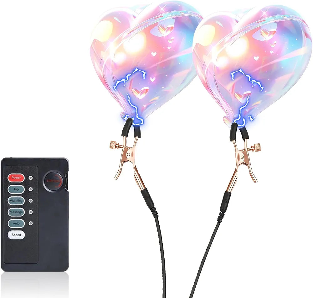 Adjustable Electric Vibrating Nipple and Clitoral Stimulation Clamps for BDSM Play
