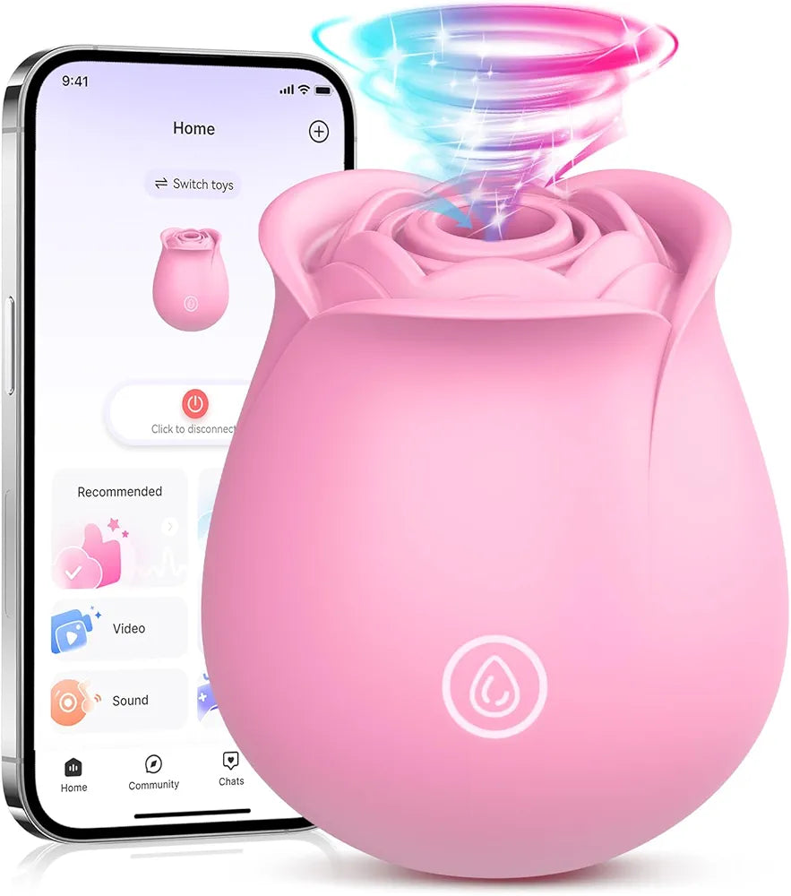 Rose App-Controlled Vibrator: 9-Mode Waterproof Sucking & Clitoral Stimulator for Couples