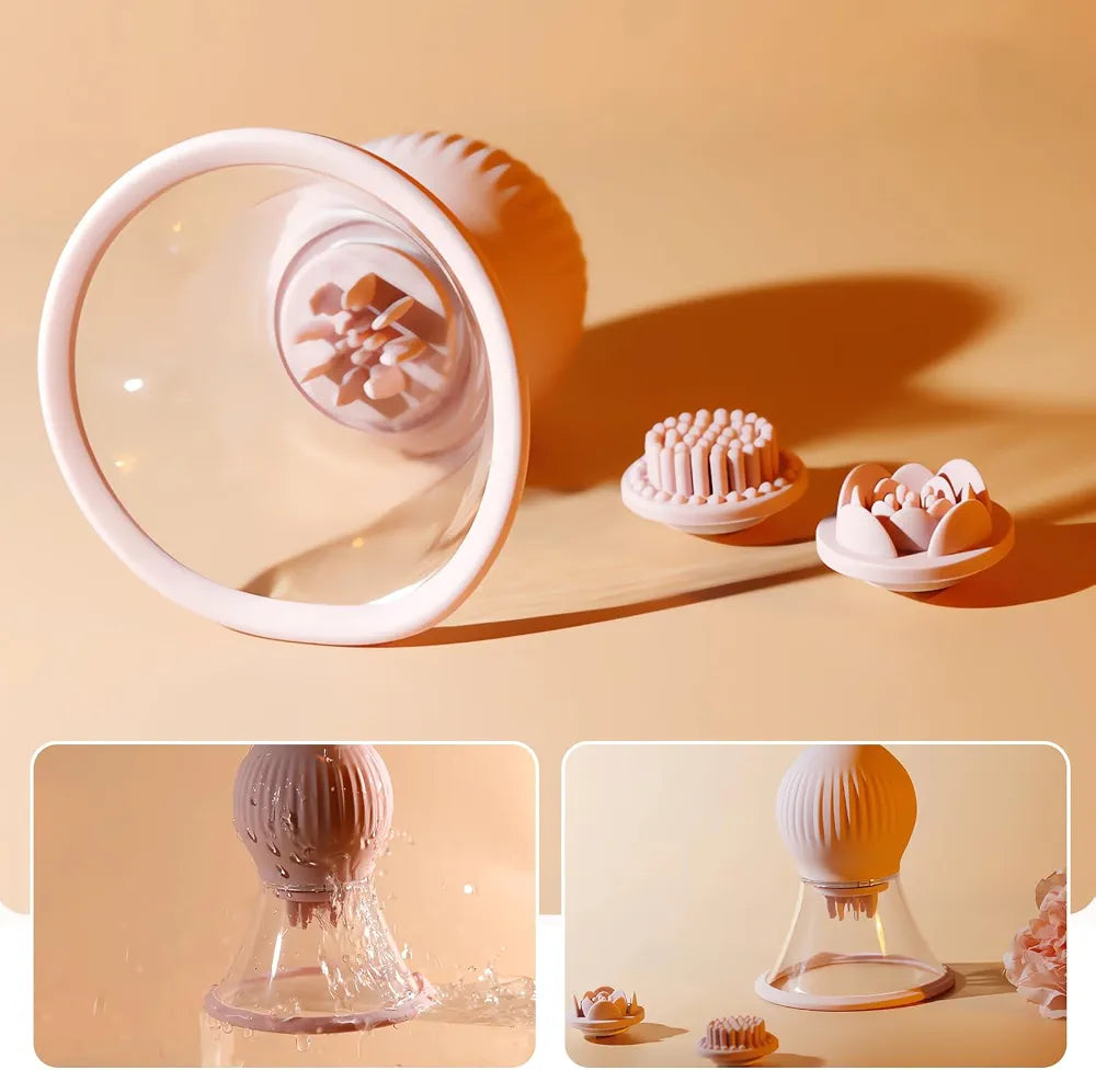 App-Controlled Rotating Nipple Suction Massager with 9 Vibration Modes and 3 Interchangeable Heads